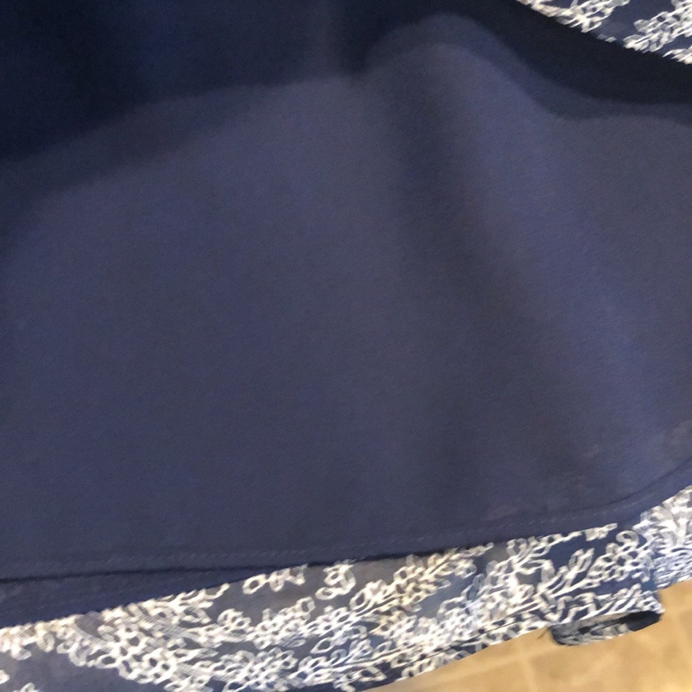LIZ CLAIBORNE A-LINE FLOWY FLORAL CHIFFON MAXI SKIRT DARK BLUE WHITE SIZE 12 - Picture 11 of 15